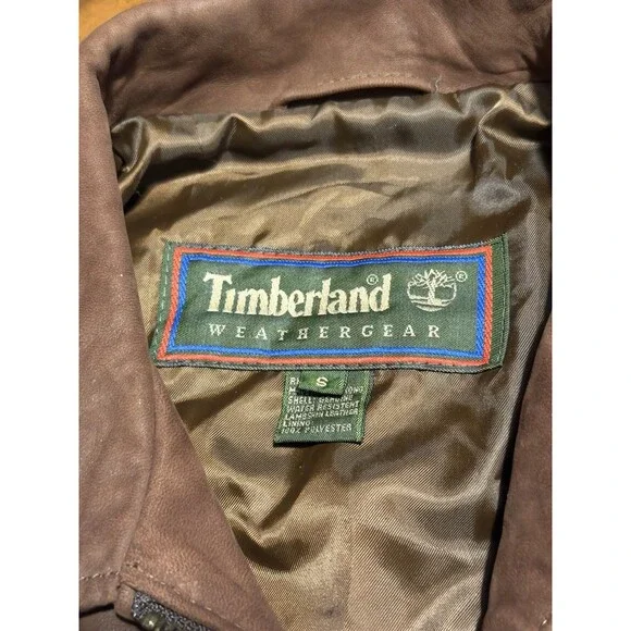 Timberland Rugged Durable 100% Genuine Leather Jacket Men's Size Small Tan Brown